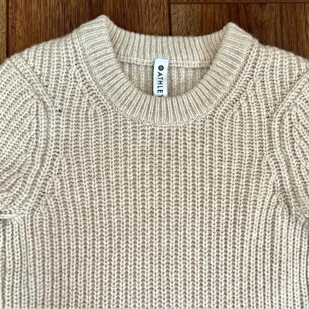 NWOT Athleta Sierra Crew Beige Wool Blend Pullover Sweater - Picture 7 of 16